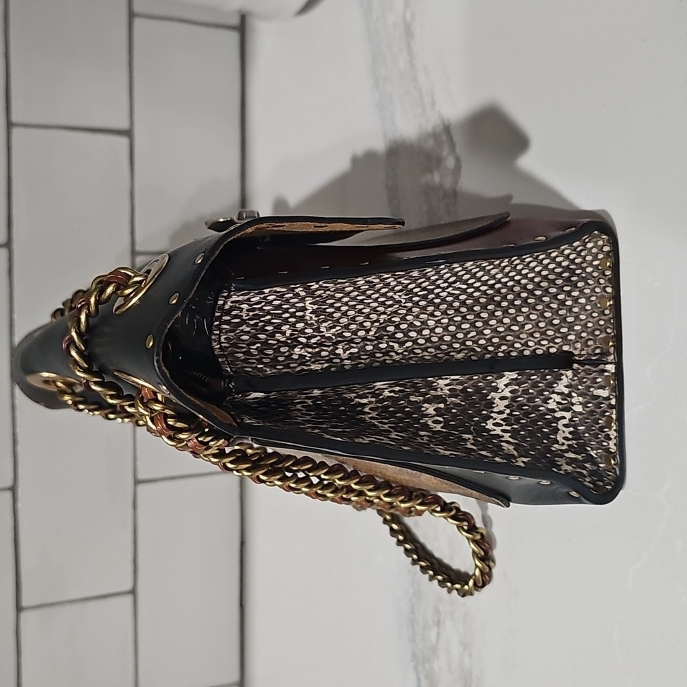 Coach Black and Brown Crossbody Bag with Gold Chain - Picture 4 of 5
